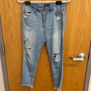 Abercrombie‎ & Fitch Blue Distressed Cropped Jeans